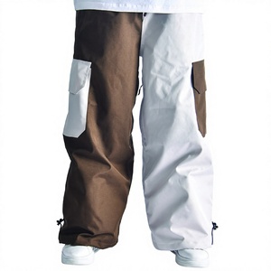 Pantalones de Nieve Impermeables con Calefacción, Color Beige Marrón de Dos Tonos, con Bolsillos Grandes, Cintura con Cordón Ajustable y Estilo Urbano Holgado para Invierno - Product Image 1