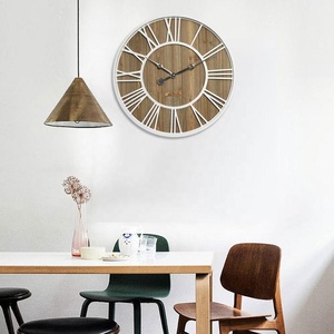 Đồng Hồ Treo Tường Cổ Điển 24 Inch 60Cm, Đồng Hồ Trang Trí Khung Kim Loại Gỗ Tự Nhiên Hình Tròn Im Lặng Lạ Mắt - Product Image 2