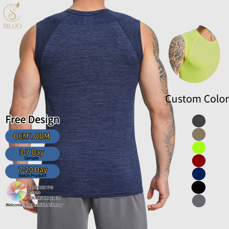 Custom Sport Seamless Workout Tank Top Quick-Dry Breathable Sleeveless Gym Fitness Athletic Yoga Running Casual Vest for Men