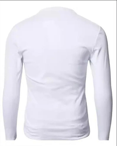 Men's Long Sleeved <b>round</b> <b>Neck</b> Fitness <b>T</b>-<b>Shirt</b> Soft Breathable Polyester Cotton Slim Fit Pure <b>White</b> for Spring and Autumn - Product Image 2