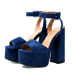 <span class=keywords><strong>Sandali</strong></span> con plateau alto da donna taglia 47, <span class=keywords><strong>blu</strong></span> <span class=keywords><strong>scuro</strong></span>, con tacco grosso, eleganti, estivi, peep toe, con cinturino alla caviglia e fibbie, per piedi larghi - Product Image 1