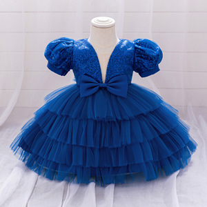 Magnifique <span class=keywords><strong>robe</strong></span> de soirée bleue à sequins pour filles, avec nœud, 0-3 <span class=keywords><strong>ans</strong></span>, tenue de cérémonie, <span class=keywords><strong>robe</strong></span> de <span class=keywords><strong>mariage</strong></span>, <span class=keywords><strong>robe</strong></span> de demoiselle d'honneur - Product Image 6