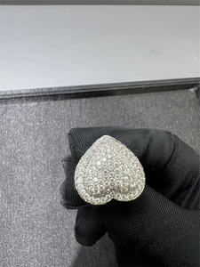 แหวนเงินแท้ทรงหัวใจวินเทจประดับเพชรโมอิสซาไนต์ VVS พร้อมการฝังแบบ Pave และสีที่สามารถเลือกได้ - Product Image 4