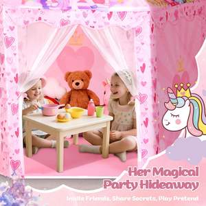 Nouvelle tente de jeu pour filles en forme d'hexagone, grand château d'intérieur, espace de jeu imaginatif et rêveur pour les enfants de 3 à 8 ans - Product Image 6