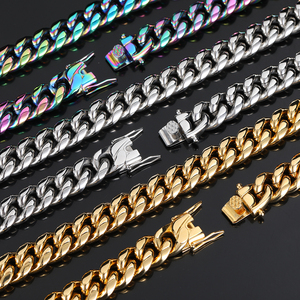 Collar de Cadena Cubana de Acero Inoxidable de Alta Calidad con Acabado Pulido, Chapado en Oro de 18K, Estilo Hiphop para Hombre - Product Image 1