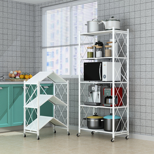 Năm Lớp Kim Loại 5 Tier Gấp Giá Có Thể Gập Lại Lưu Trữ Kệ Cho Nhà Bếp - Product Image 6