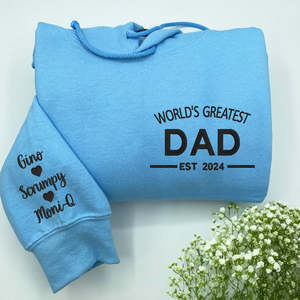 Felpa da papà più grande del mondo o regalo con cappuccio ricamato con nomi personalizzati o anni in tinta unita Jersey invernale traspirante Unisex - Product Image 2