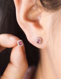 Xinfly 18K Yellow Gold Women's Pink Sapphire Stud <b>Earrings</b> <b>Cute</b> Geometric Design for Wedding Engagement Anniversary Party Gift - Product Image 5
