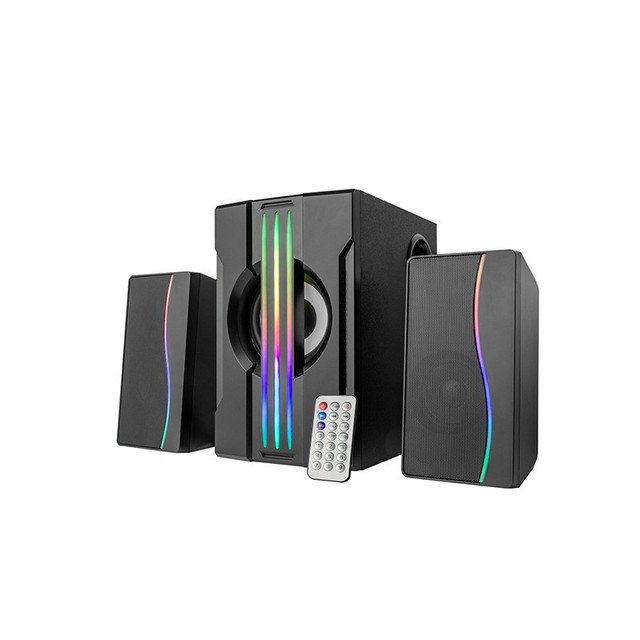 High Quality Wooden Independent High Bass Speaker Full Range Wireless Phone Gaming Speaker 25W RGB Running Light Speaker Decor