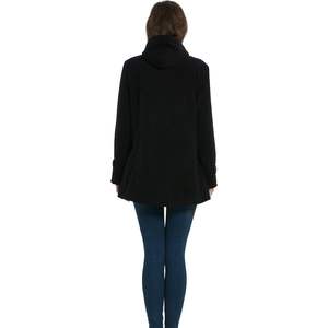 Veste en laine mélangée classique d'hiver pour femme, sur mesure, manches longues, vêtement d'extérieur chaud, noir, taille XL - Product Image 1