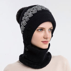 Ensemble <span class=keywords><strong>bonnet</strong></span> et écharpe d'hiver <span class=keywords><strong>pour</strong></span> femme HJH423, une pièce, <span class=keywords><strong>pour</strong></span> le ski, le vélo, tricot chaud, pompon, bonnets, protection des oreilles et du cou - Product Image 4