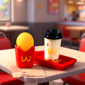 Figurines en résine miniatures de poulet frit, frites et tasses à café, accessoires de cuisine pour maison de poupée DIY, vente chaude - Product Image 4