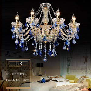 vintage french style living room Raindrop blue color <b>crystal</b> Chain <b>Chandeliers</b> for Dining Table - Product Image 2