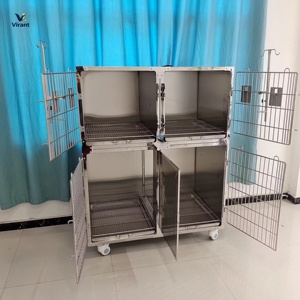 Cage vétérinaire tout-en-un en acier inoxydable pour le toilettage des chiens et l'isolement des animaux de compagnie, modèle VIRANT VM-ICU, garantie 1 an - Product Image 3