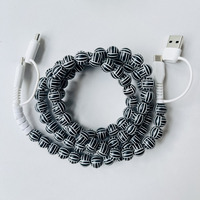 Câble de charge multi-prise USB Type C 4 en 1 pour téléphone, avec perles, noir et blanc, transfert de données, cadeau sportif