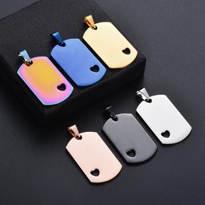 Collier pendentif vierge 6 couleurs, bijoux en acier inoxydable en forme de cœur et de rectangle, design inaltérable 24*40mm, vente en gros - Product Image 5