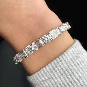 Round Emerald Cut Diamond Loop Moissanite lab grown diamond Bangle for Anniversary Gift And girls - Product Image 3