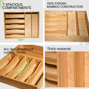 Organisateur de tiroirs de cuisine en bambou moderne Argenterie et porte-ustensiles avec laque pour le rangement des outils dans la cuisine - Product Image 3
