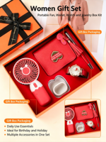 Coffret Cadeau Luxe Tout-en-un pour Femme : Ventilateur Portable Personnalisable, Montre Élégante et Accessoires – Idéal pour Elle