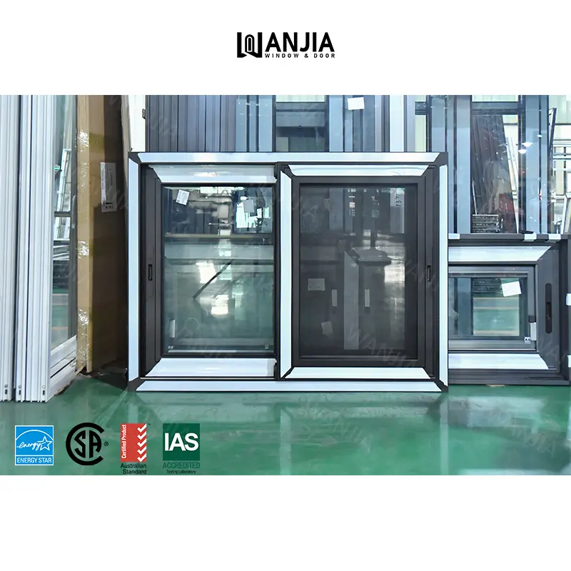 WANJIAアルミニウムエネルギー効率の高いデザインのスライディングウィンドウはスムーズにスライドします他のスライディングガラスアルミニウムウィンドウ