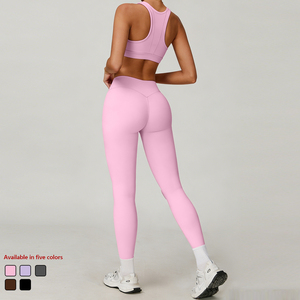 AWX8002-4+ACK8002-4 Set Yoga a Vita Alta <span class=keywords><strong>per</strong></span> Donna, Reggiseno Sportivo con Imbottiture Rimovibili e Leggings a Vita Alta - Product Image 3