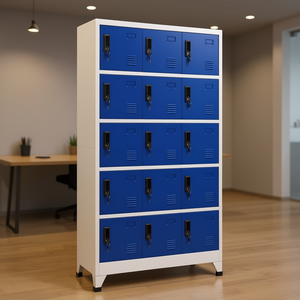 Armario Metálico Moderno Azul Gris de Cinco Niveles, Organizador de Almacenamiento Vertical para Oficina o Garaje - Product Image 2