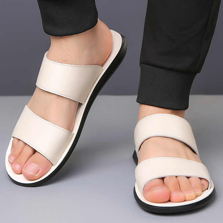 Plus-size Slippers for Men Comfortable Flat Sole Non Slip Soft Soled Solid Color Simplicity Cool and Breathable Beach Shoes