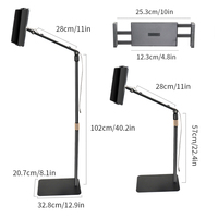 Support de sol professionnel en alliage d'aluminium réglable pour téléphone et tablette, rotation à 360°, flexible et long, idéal pour la revente en gros