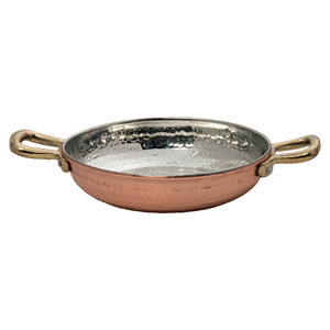 กระทะทองแดงตีลายแบบตื้นพร้อมหูจับ 2 ข้าง ขนาด Ø 18 ซม. - Product Image 1