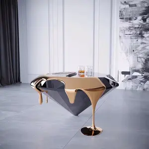 Tavolino da salotto di lusso nordico per il tempo libero tavolino da caffè ispirato al diamante in fibra di vetro tavolino laterale piccolo all'ingrosso