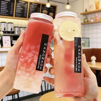 Vente directe d'usine, bouteilles en plastique jetables carrées de 300 ml, 380 ml, 500 ml, 650 ml, fabricants d'emballages pour boissons et jus
