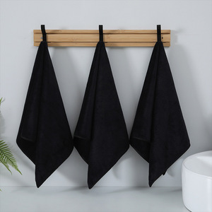 Black Microfiber Hair <b>Towel</b> 35x75cm Thickened <b>Quick</b> <b>Drying</b> For Home Salon Hotel Use - Product Image 1