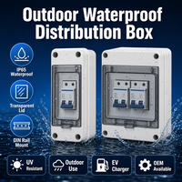 Boîte de distribution extérieure étanche Wanbo-547 IP65 avec couvercle transparent, boîte électrique en plastique 1 voie 2 voies MCB pour chargeur EV