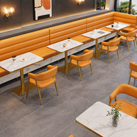 Ensemble table et chaises de restauration rapide commerciales, sièges de banquettes de restaurant en bois massif rembourrés sur mesure pour café, bistrot, espace repas
