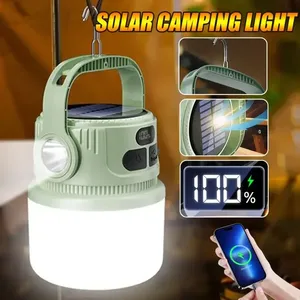 <span class=keywords><strong>Solar</strong></span>-Campinglaterne mit Display, USB-C Aufladbar, 6 Modi, IP44 Wasserdicht, Tragbare Notfall-Taschenlampe mit Batterien für den Außenbereich - Product Image 1