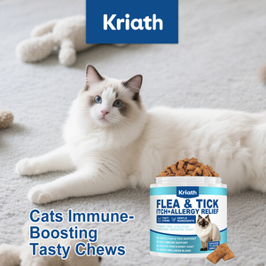 Masticables para aliviar <span class=keywords><strong>pulgas</strong></span> y garrapatas en gatos, soporte para alergias en la piel con picazón, fórmula suave con zinc y curcumina para gatos - Product Image 5