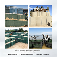Barrière de défense en sable avec revêtement géotextile et structure en acier