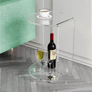 Di alta qualità durevole a forma di C rotondo in acrilico chiaro divano lato ruote da tavolo Design moderno per mobili per la casa per soggiorno camera da letto - Product Image 2