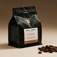 Sac de café à fond plat de marque à impression personnalisée sac marron à huit joints latéraux haut de gamme avec zip-lock pour les grains de café