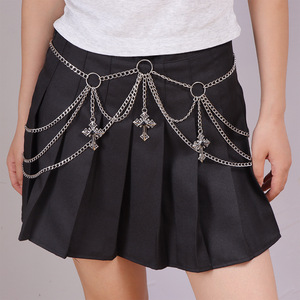 European American Style Metal <b>Cross</b> Pendant Waist <b>Chain</b> Multi Layered Body <b>Chain</b> For Daily Wear Zinc Alloy Fashion Accessory - Product Image 1