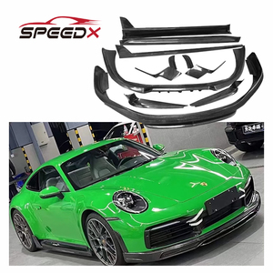 Pour <span class=keywords><strong>Porsche</strong></span> Carrera <span class=keywords><strong>911</strong></span> 992 mise à niveau <span class=keywords><strong>Techart</strong></span> Kit de carrosserie en Fiber de carbone lèvre avant 992 lèvre avant diffuseur arrière jupe latérale - Product Image 1