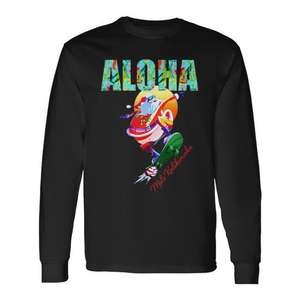 Camiseta de Manga Larga con Diseño Navideño Tropical Hawaiano Aloha Mele Kalikimaka Santa - Product Image 1