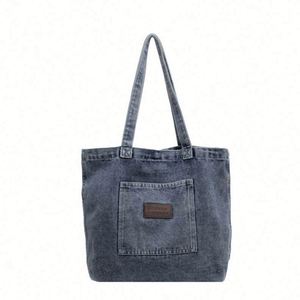 Bolsa de Lona para la Vida Diaria, Venta de Fábrica, Bolsa de Mezclilla de Gran Capacidad, Plegable, para Compras, con Logotipo Personalizado - Product Image 3