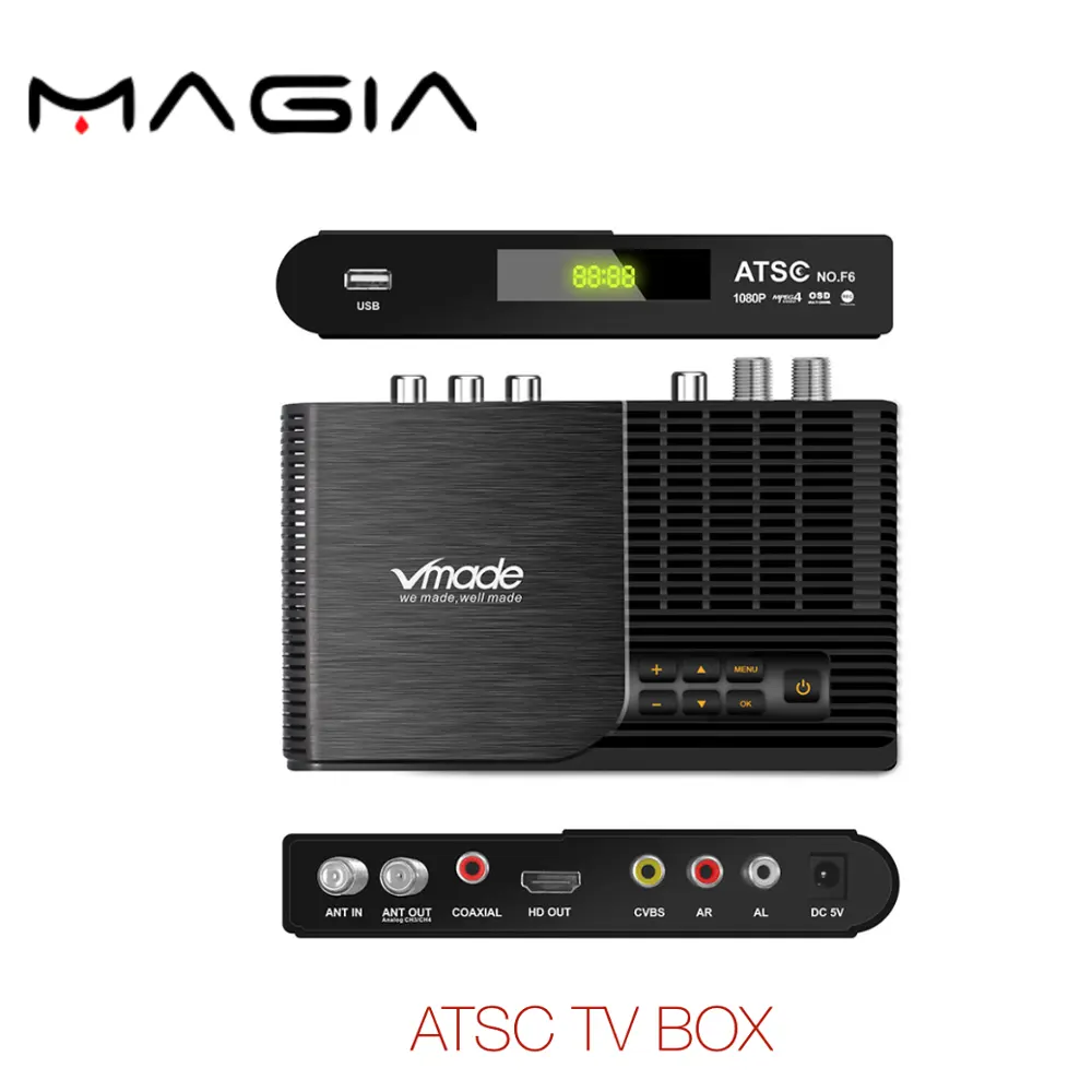 Kỹ Thuật Số Full HD ATSC Giải Mã Cho Mỹ Mexico Hàn Quốc Tv Phát Sóng Với PVR Time Shift Media Player Miễn Phí Để Air Tv Receiver Box