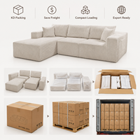 Canapé sectionnel modulaire en velours côtelé en forme de L avec éponge compressée et mousse pour le salon, la chambre à coucher et les espaces de salon