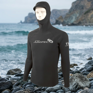 Camiseta de Protección Solar UPF50 de Manga Larga con Capucha para Hombre, de Poliéster/Nailon, Secado Rápido, con Logotipo Digital en la Parte Delantera, Color Negro - Product Image 3