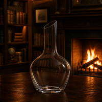 Carafe à vin en verre minimaliste avec bord coupé en biseau, carafe en cristal sans plomb, corps bombé, pichet pour vin rouge, bar à domicile