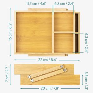 Bamboo 2-Tier Tabletop Storage <b>Organizer</b> Counter Top or <b>Desk</b> Tidy <b>Organizer</b> Extendable Office <b>Desk</b> <b>Organizer</b> - Product Image 3