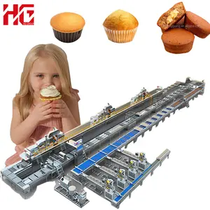 Roestvrijstalen Best Verkopende Complete Automatische Middenvulling Cup Cake Plant Papier Cup Cake Machine Custard Taart Cake Machines