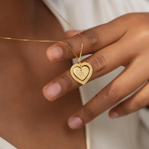 Collar con Corazón Grabado Personalizado y Flor Combinada, Chapado en Oro <span class=keywords><strong>de</strong></span> 18K, Acero Inoxidable, Joyería Personalizada, Regalo <span class=keywords><strong>de</strong></span> Navidad <span class=keywords><strong>para</strong></span> <span class=keywords><strong>Mujer</strong></span> - Product Image 2